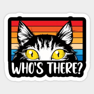 WHO'S THERE? Retro Black Cat,Cat paws, For lovers of cat paws Sticker